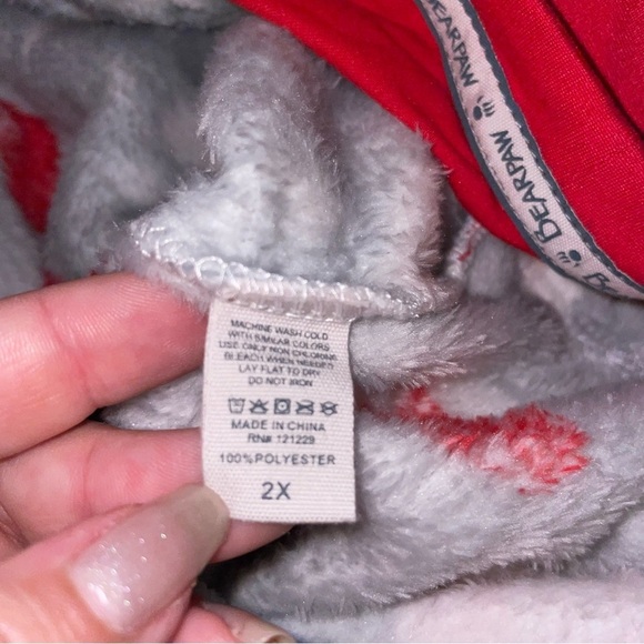 BearPaw 2-Piece Teddy Bear in Heart Pajama Set with Fleece Pants Size 2X - Picture 6 of 10